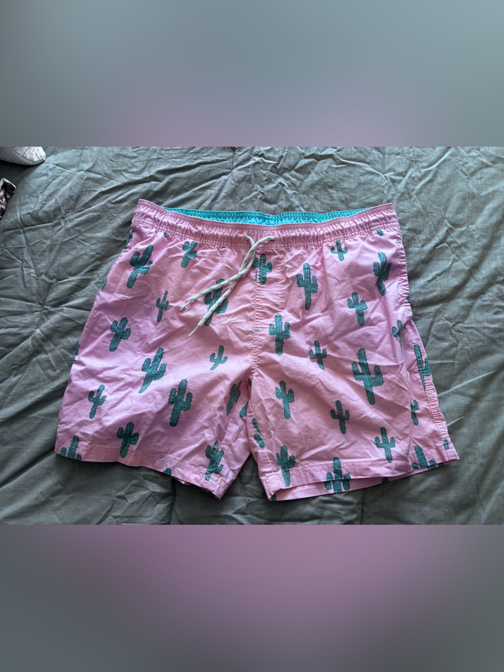 Goodfellow & Co Pink Swim Trunks with Green Cactus Print